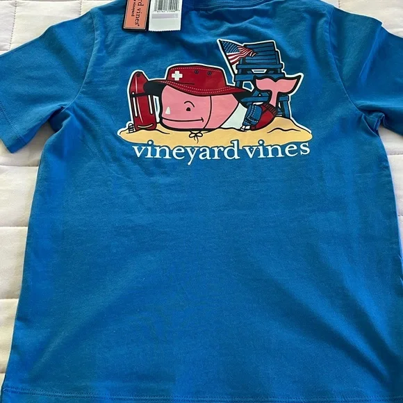 NEW Vineyard Vines Short Sleeve Lifeguard Whale Pocket Tee Hull Blue Size 6 - Picture 3 of 8
